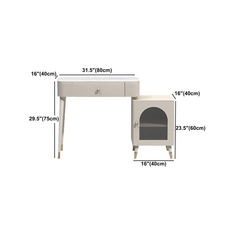 Contemporary Metal Vanity with Glass Accent Vanity Set with Stool