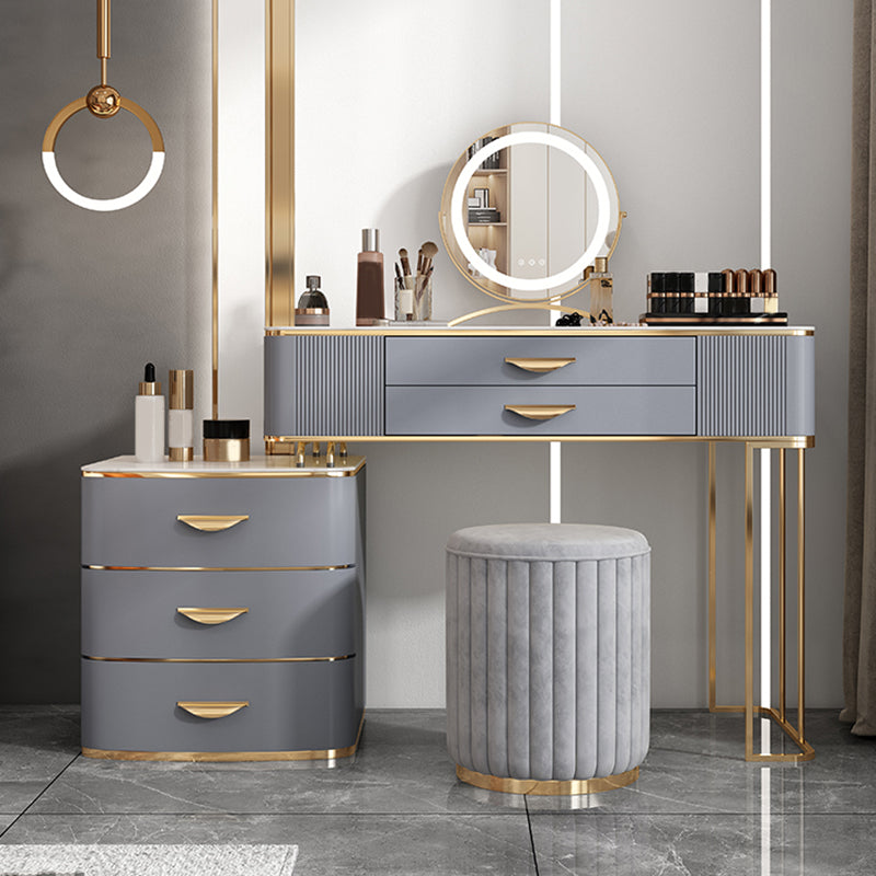 Grey Vanity 31.5" High Engineered Wood Vanity Set with Stool