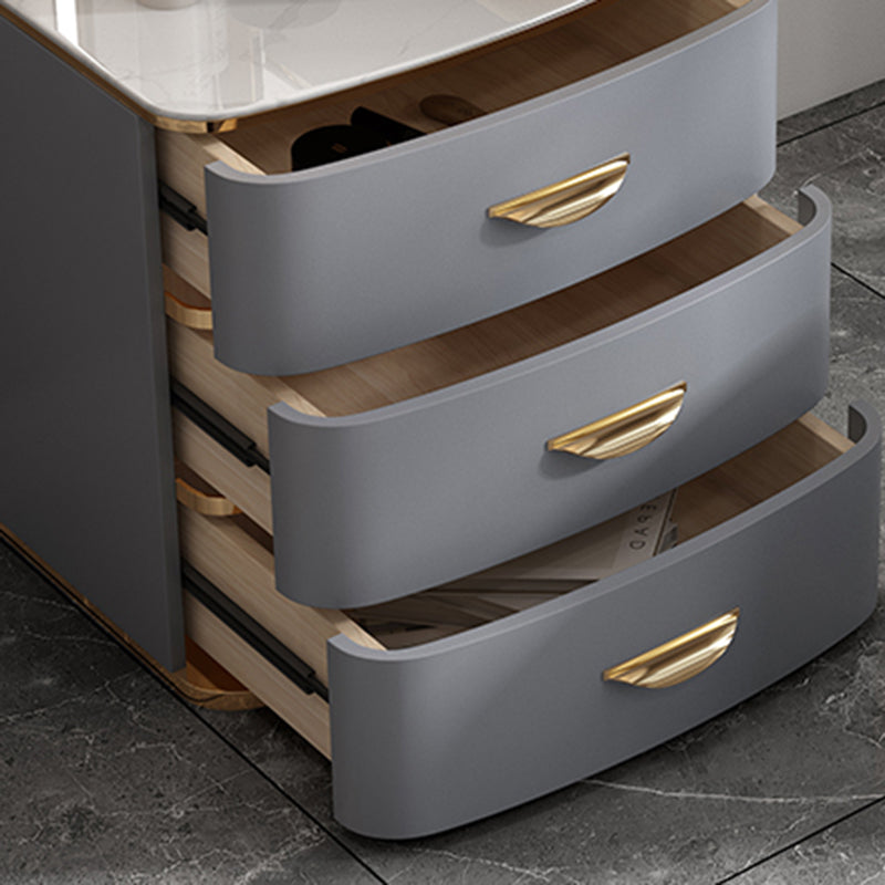 Grey Vanity 31.5" High Engineered Wood Vanity Set with Stool