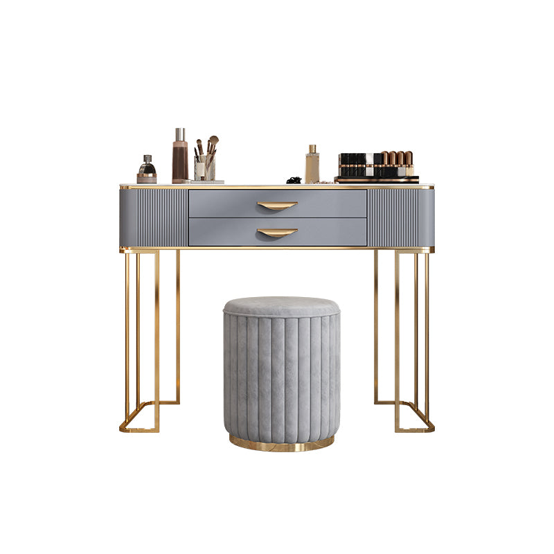 Grey Vanity 31.5" High Engineered Wood Vanity Set with Stool