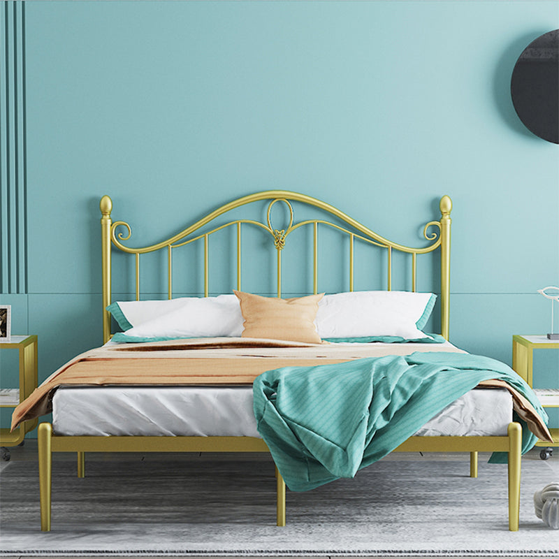 45" Tall Glam Standard Bed Metal Open-Frame Bed with Arched Headboard