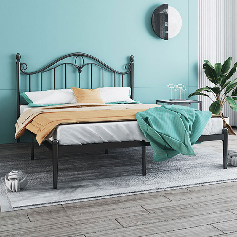 45" Tall Glam Standard Bed Metal Open-Frame Bed with Arched Headboard