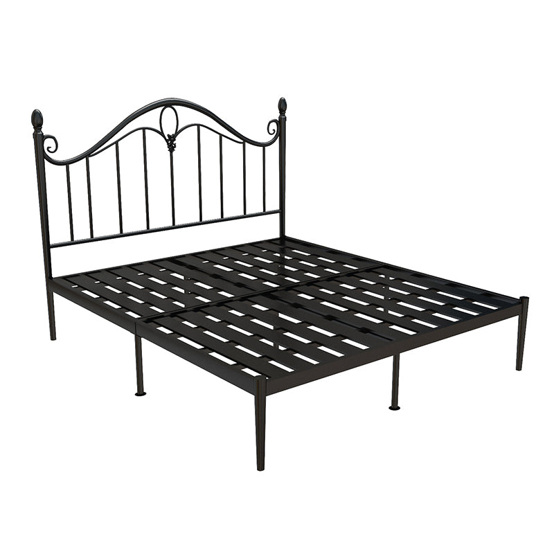 45" Tall Glam Standard Bed Metal Open-Frame Bed with Arched Headboard