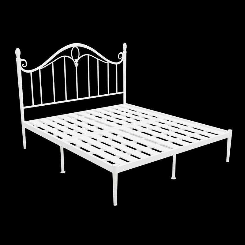 45" Tall Glam Standard Bed Metal Open-Frame Bed with Arched Headboard