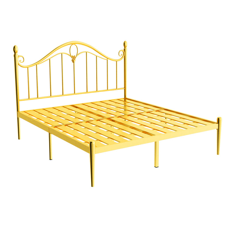 45" Tall Glam Standard Bed Metal Open-Frame Bed with Arched Headboard