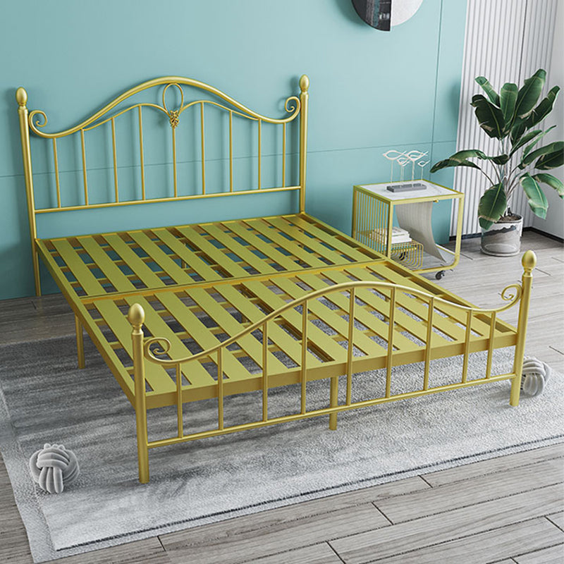 45" Tall Glam Standard Bed Metal Open-Frame Bed with Arched Headboard