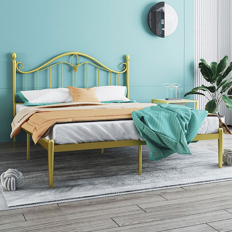 45" Tall Glam Standard Bed Metal Open-Frame Bed with Arched Headboard