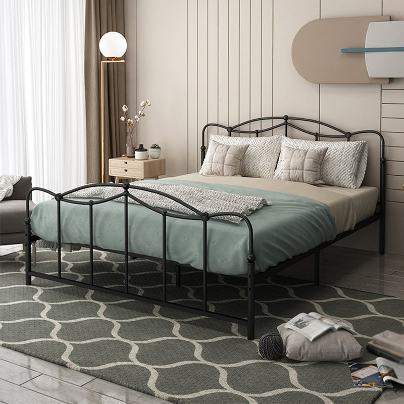 Glam Iron Open-Frame Bed with Camelback Headboard and Metal Legs