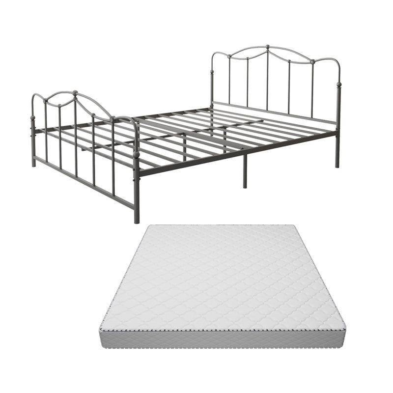 Glam Iron Open-Frame Bed with Camelback Headboard and Metal Legs