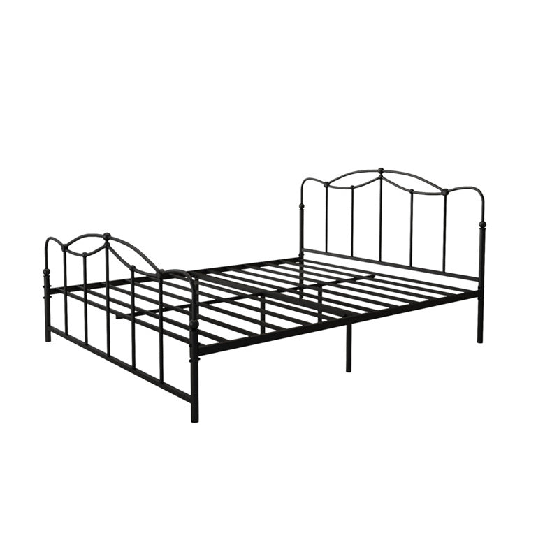 Glam Iron Open-Frame Bed with Camelback Headboard and Metal Legs