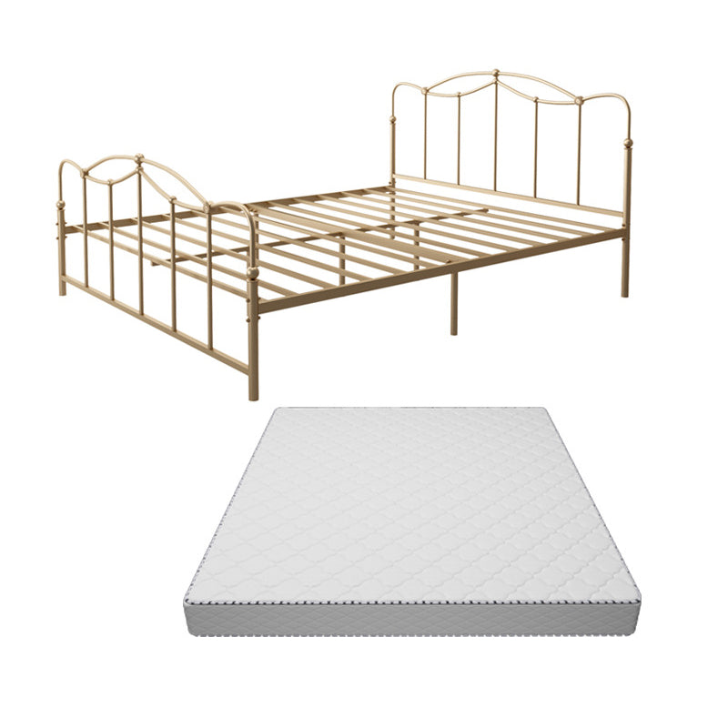 Glam Iron Open-Frame Bed with Camelback Headboard and Metal Legs