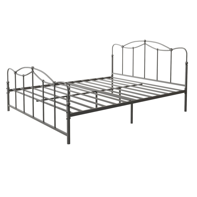 Glam Iron Open-Frame Bed with Camelback Headboard and Metal Legs