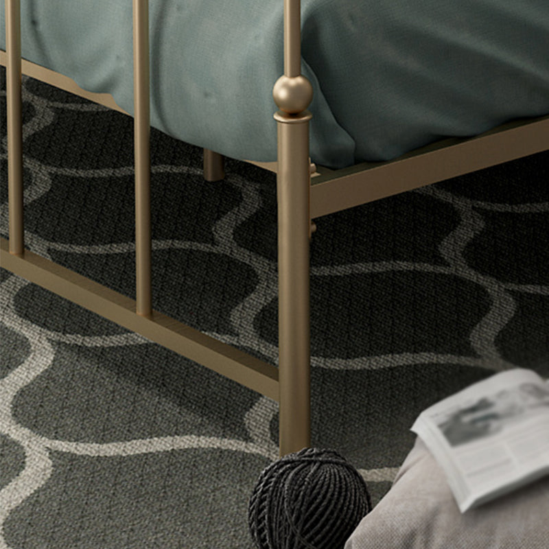 Glam Iron Open-Frame Bed with Camelback Headboard and Metal Legs