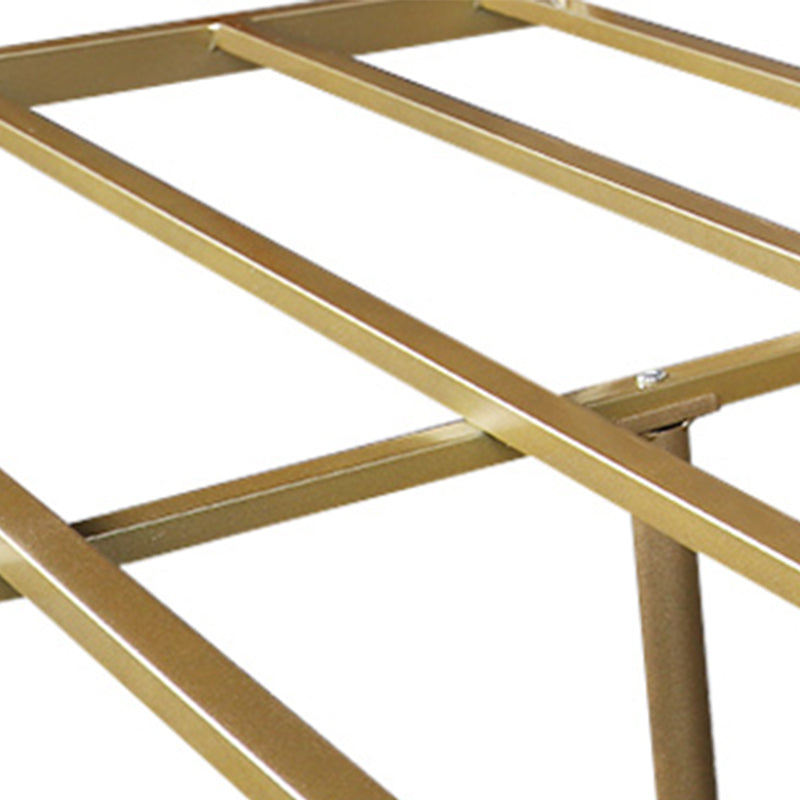 Glam Iron Open-Frame Bed with Camelback Headboard and Metal Legs