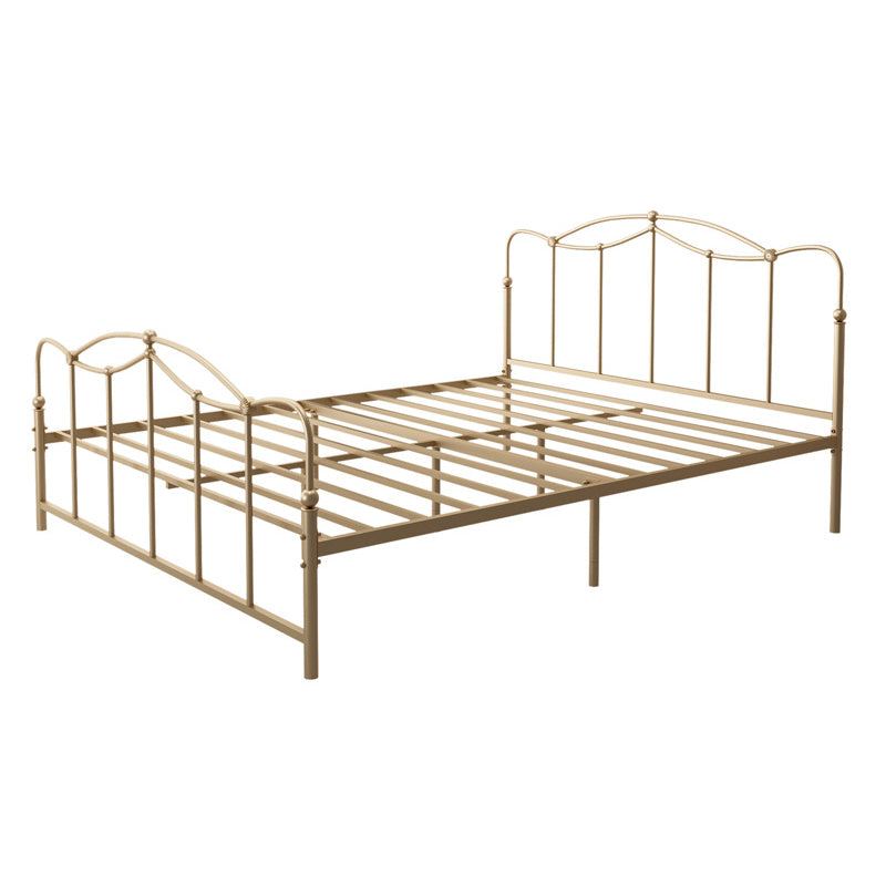 Glam Iron Open-Frame Bed with Camelback Headboard and Metal Legs