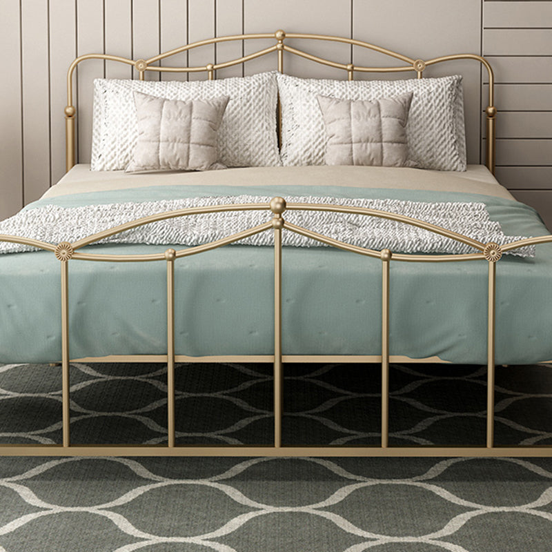 Glam Iron Open-Frame Bed with Camelback Headboard and Metal Legs