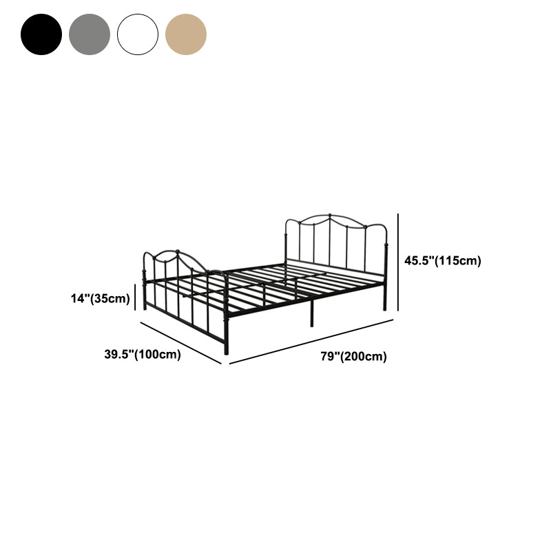 Glam Iron Open-Frame Bed with Camelback Headboard and Metal Legs