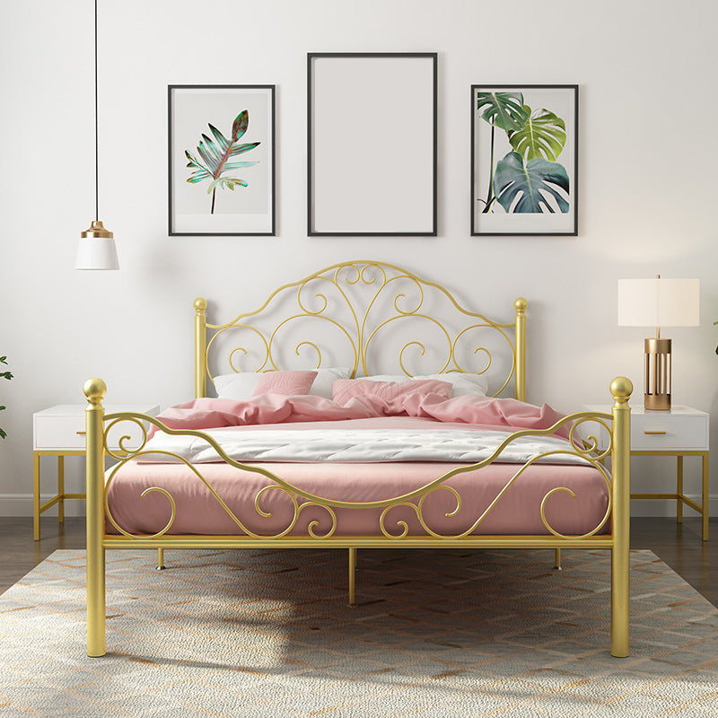 Glam Open-Frame Bed with Iron Headboard and Footboard 49.21" High