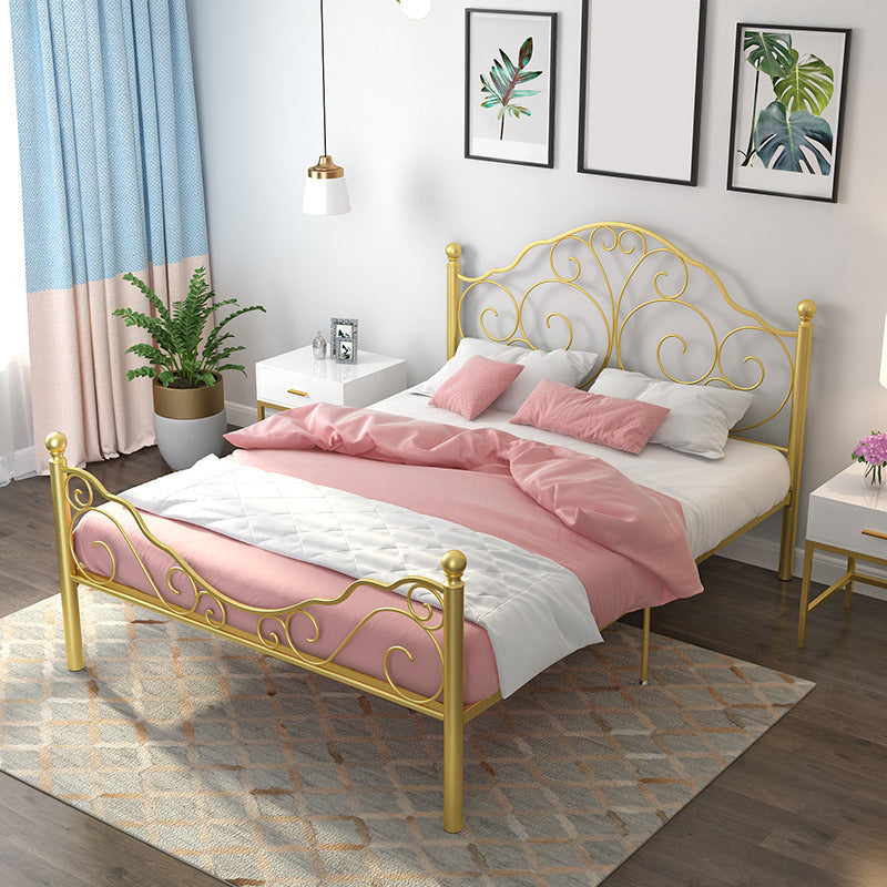 Glam Open-Frame Bed with Iron Headboard and Footboard 49.21" High