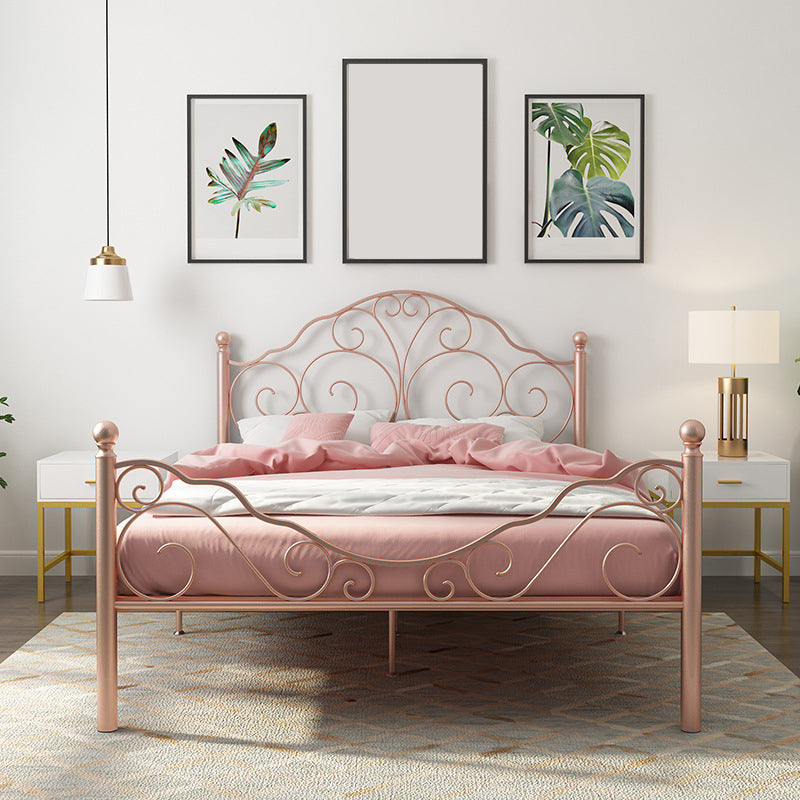 Glam Open-Frame Bed with Iron Headboard and Footboard 49.21" High