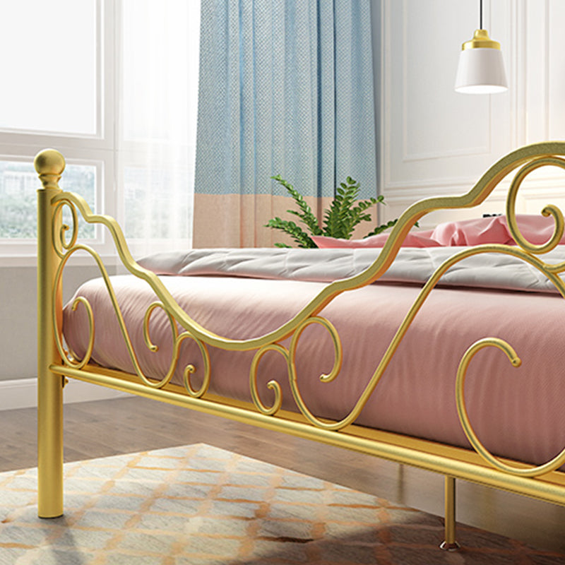 Glam Open-Frame Bed with Iron Headboard and Footboard 49.21" High
