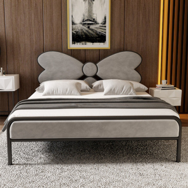 Iron Upholstered Headboard Bed with Metal Legs 43.3" High 78.74" Long
