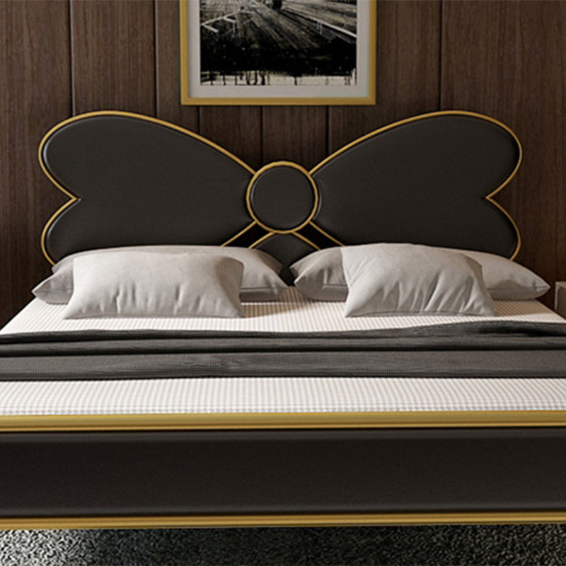 Iron Upholstered Headboard Bed with Metal Legs 43.3" High 78.74" Long