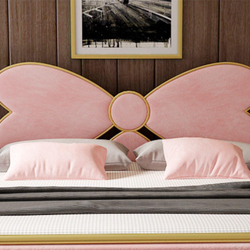 Iron Upholstered Headboard Bed with Metal Legs 43.3" High 78.74" Long