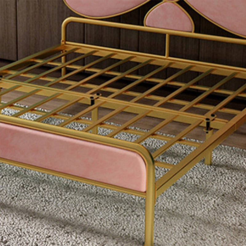 Iron Upholstered Headboard Bed with Metal Legs 43.3" High 78.74" Long