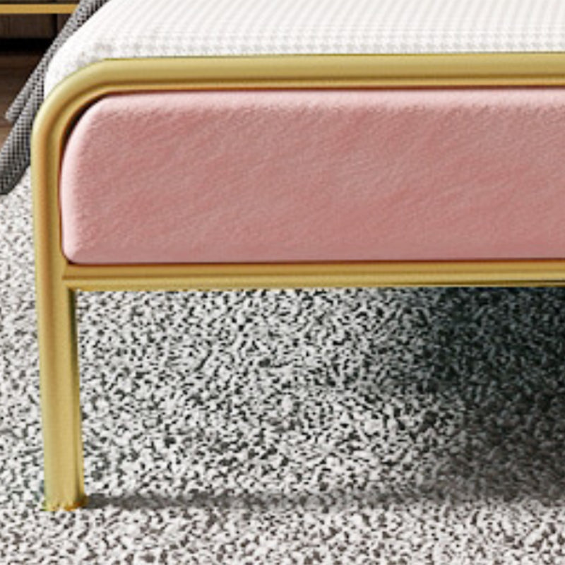 Iron Upholstered Headboard Bed with Metal Legs 43.3" High 78.74" Long