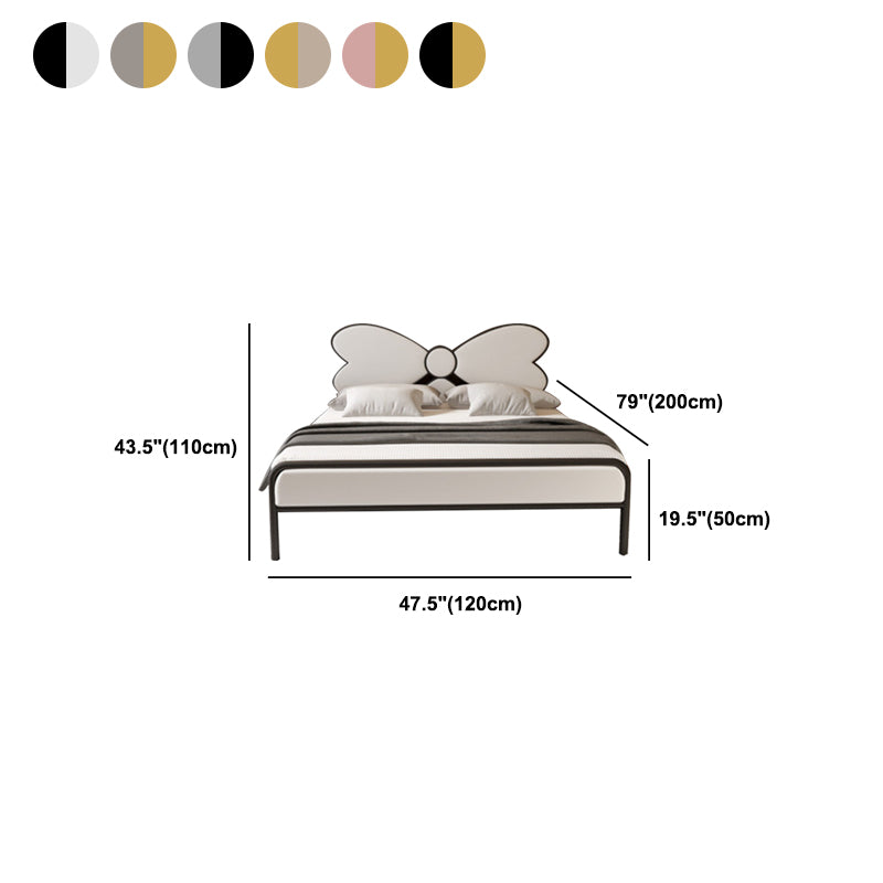 Iron Upholstered Headboard Bed with Metal Legs 43.3" High 78.74" Long