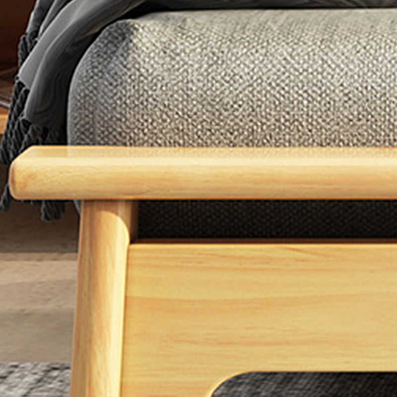 Scandinavian Spindle Headboard Bed with Open-Frame and Wooden Legs