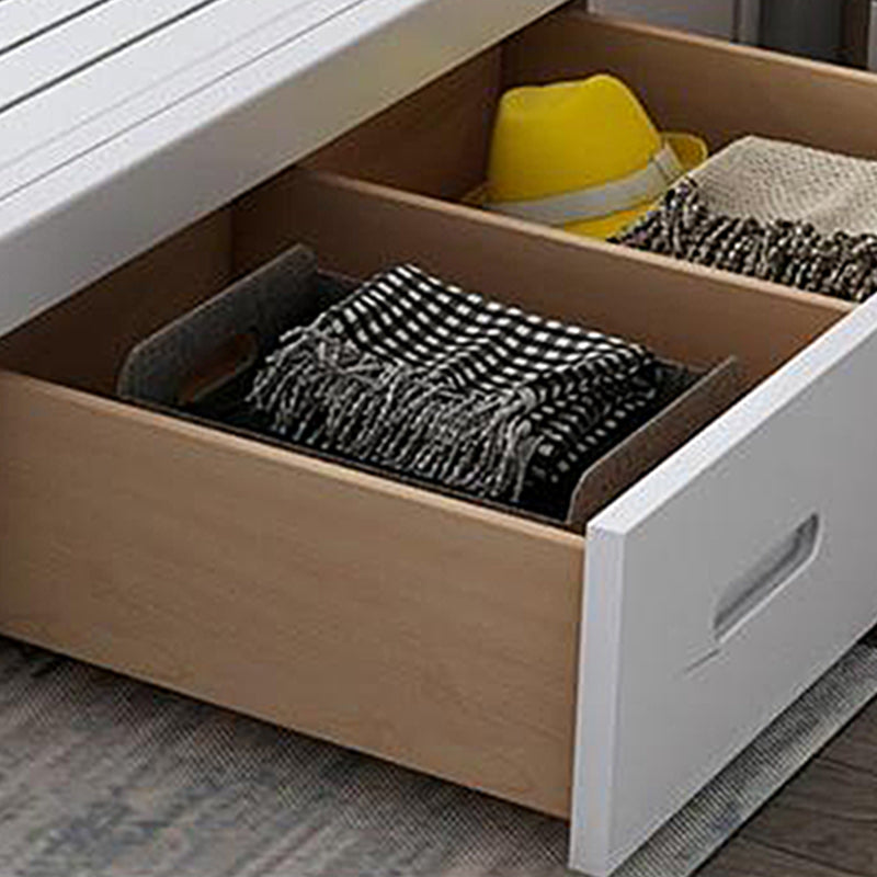 Modern Rubberwood Standard Bed with Rectangle Headboard and Wooden Legs