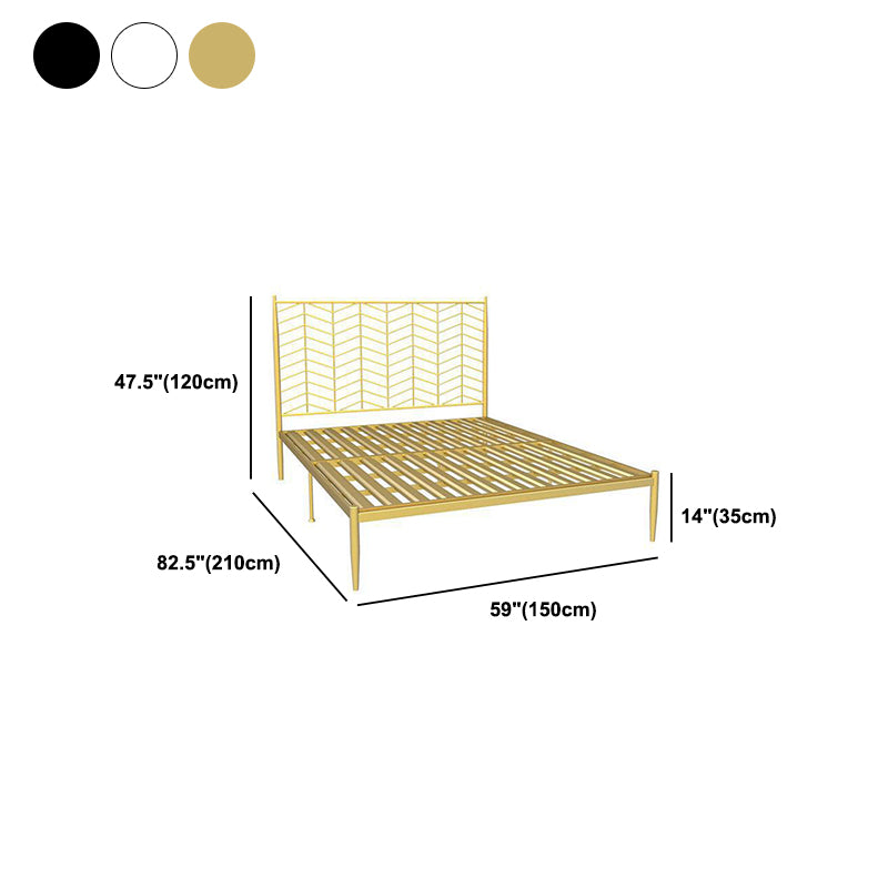 Glam Style Bed with Open-Frame Headboard and Iron Legs 47.24" High