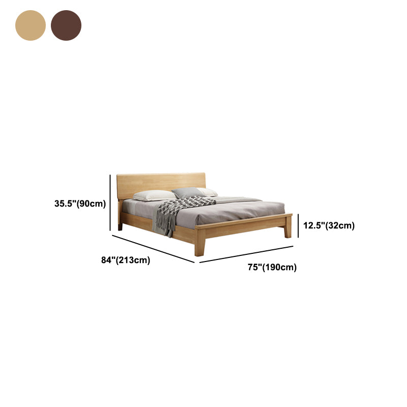Scandinavian Penal Bed with Rectang Penal Headboard and Wooden Legs