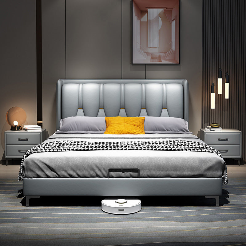 Modern Wingback Bed with Wingback Headboard and Metal Legs Bed