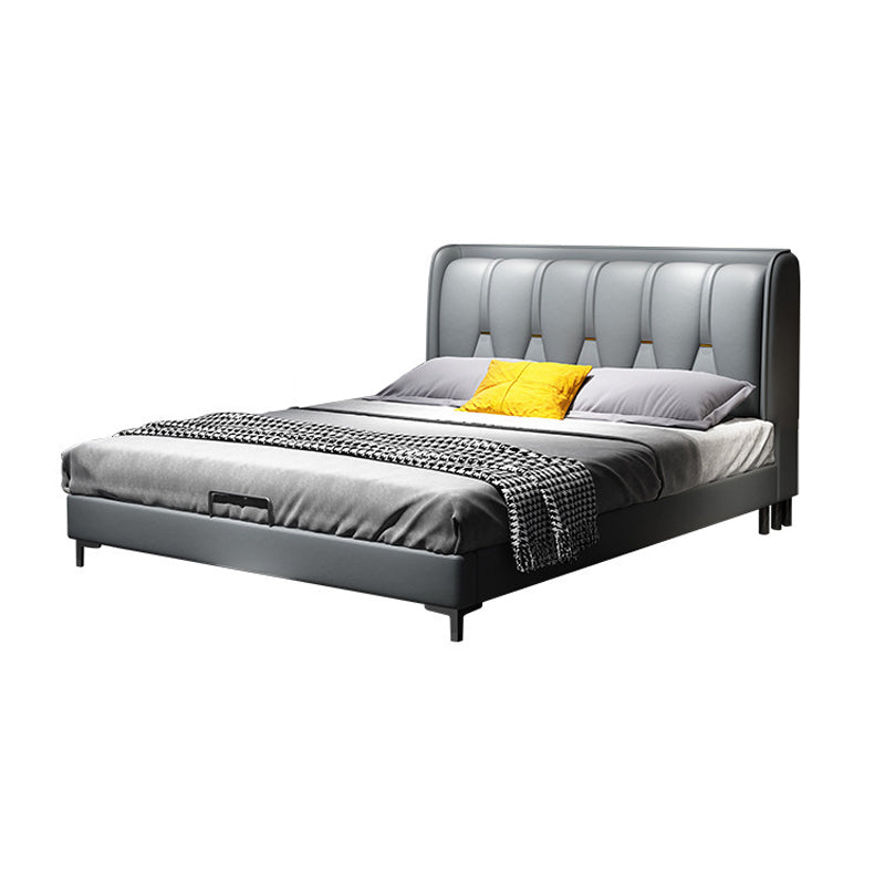 Modern Wingback Bed with Wingback Headboard and Metal Legs Bed