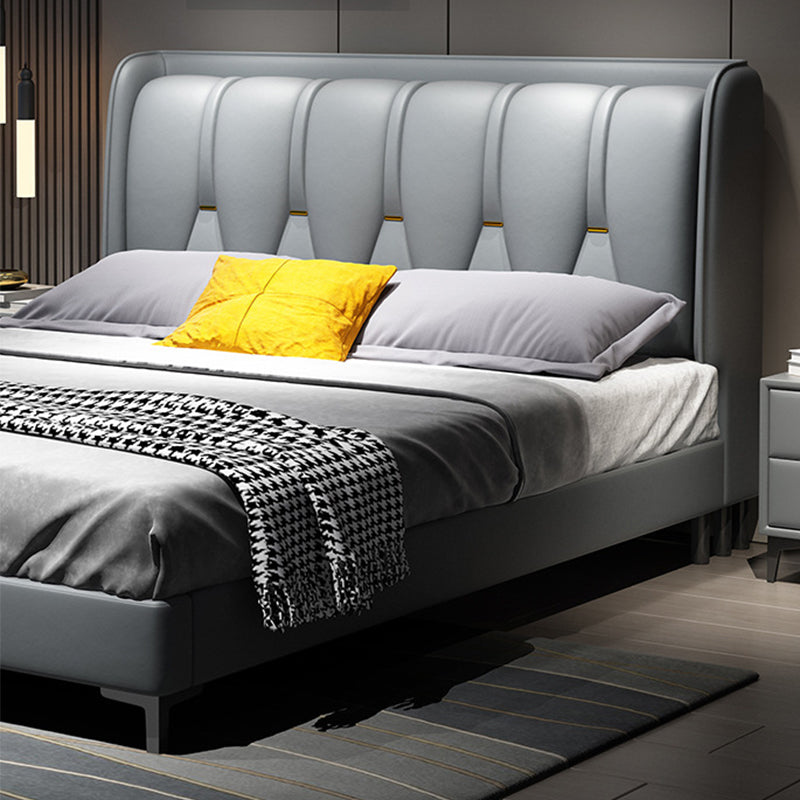 Modern Wingback Bed with Wingback Headboard and Metal Legs Bed