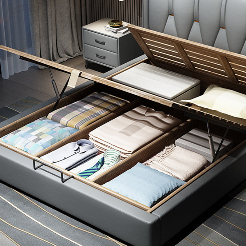 Modern Wingback Bed with Wingback Headboard and Metal Legs Bed