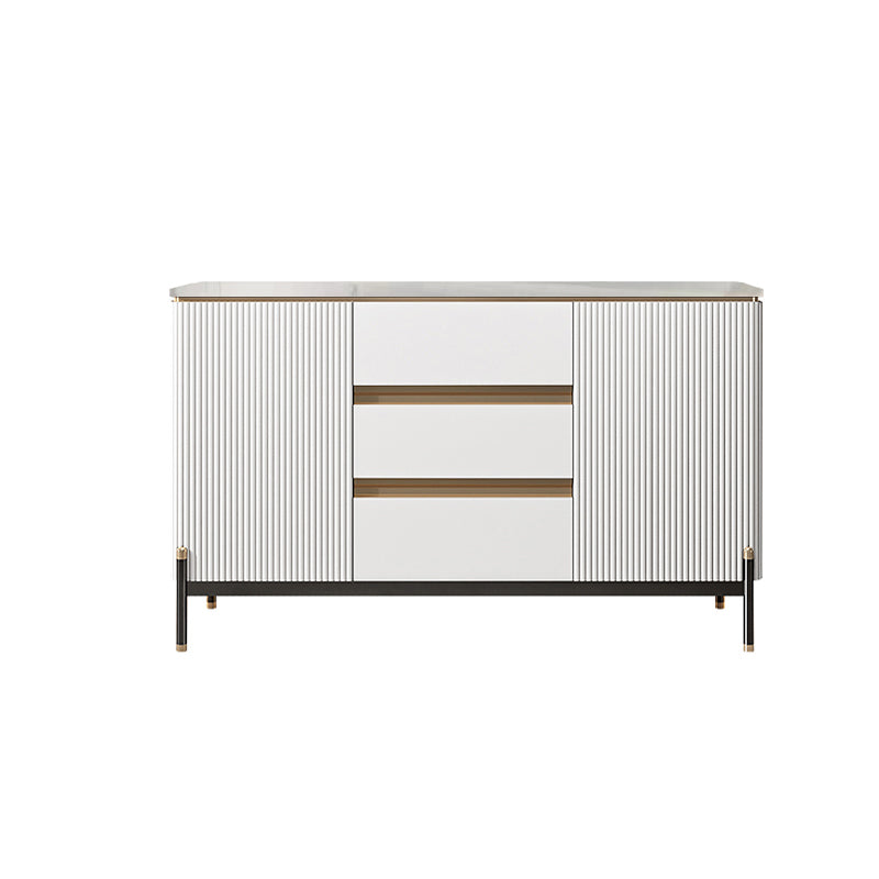 Glam Sideboard Sintered Stone Top Server with Door and Drawer