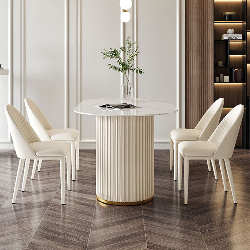 Traditional Luxury Dining Table White Stone Oval Dining Table for Home