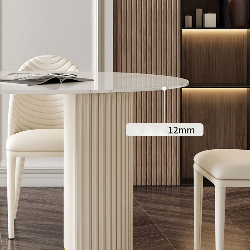Traditional Luxury Dining Table White Stone Oval Dining Table for Home