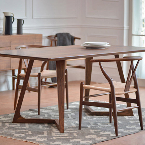 Rectangle Double Pedestal Table Modern Pine Solid Wood Dining Site Table