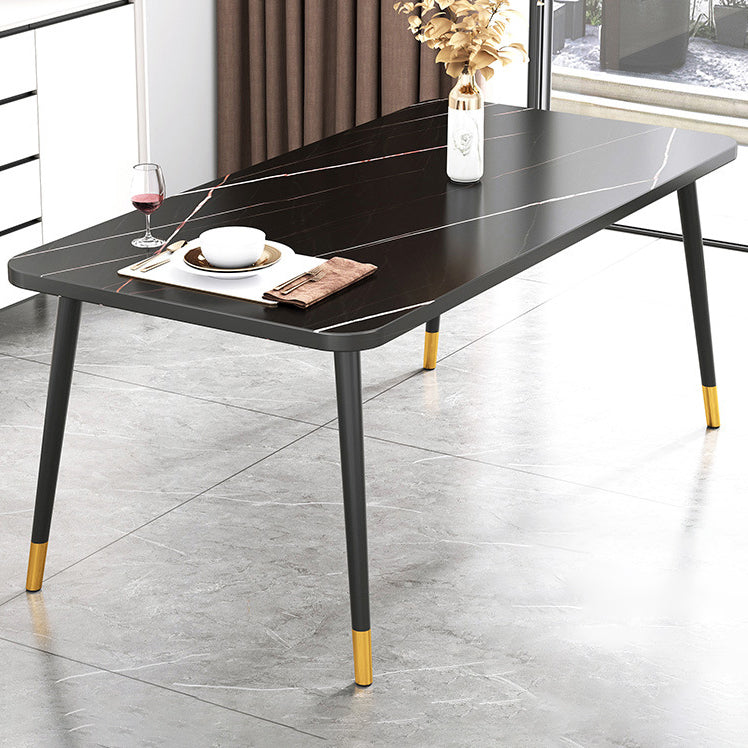 Rectangular Sintered Stone Dining Table Traditional Luxury Dining Furniture with 4 Legs
