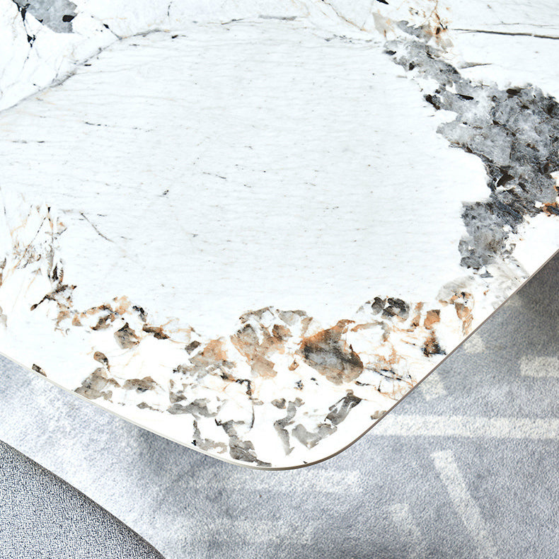 Metal Modern Rectangle Dining Table Sintered Stone Top Table for Home