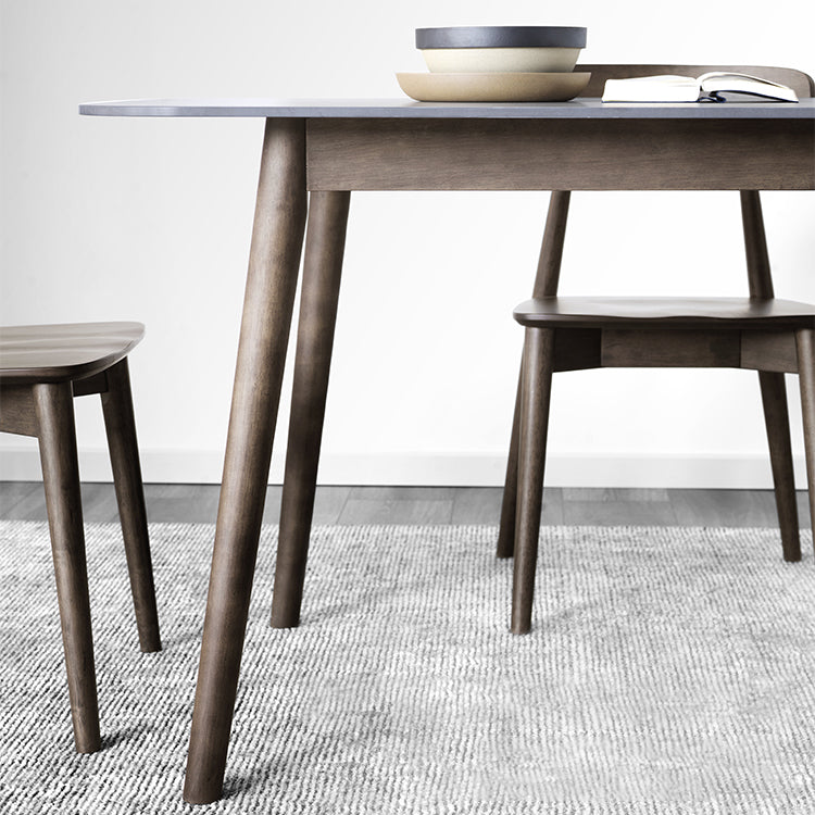 Mid-Century Modern Dining Table Sintered Stone Dining Table with 4 Legs