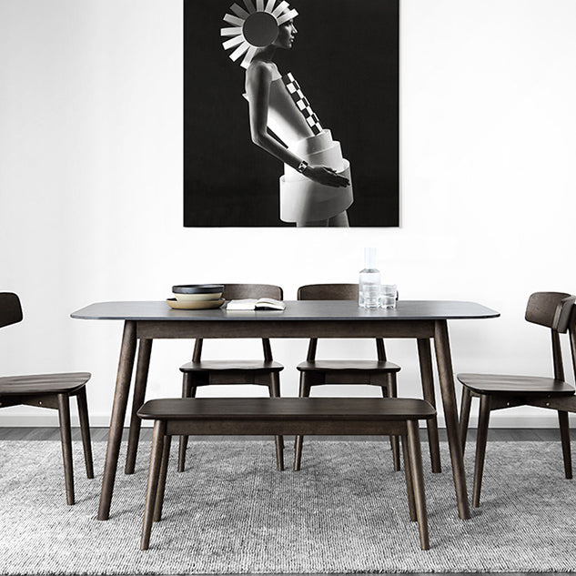 Mid-Century Modern Dining Table Sintered Stone Dining Table with 4 Legs