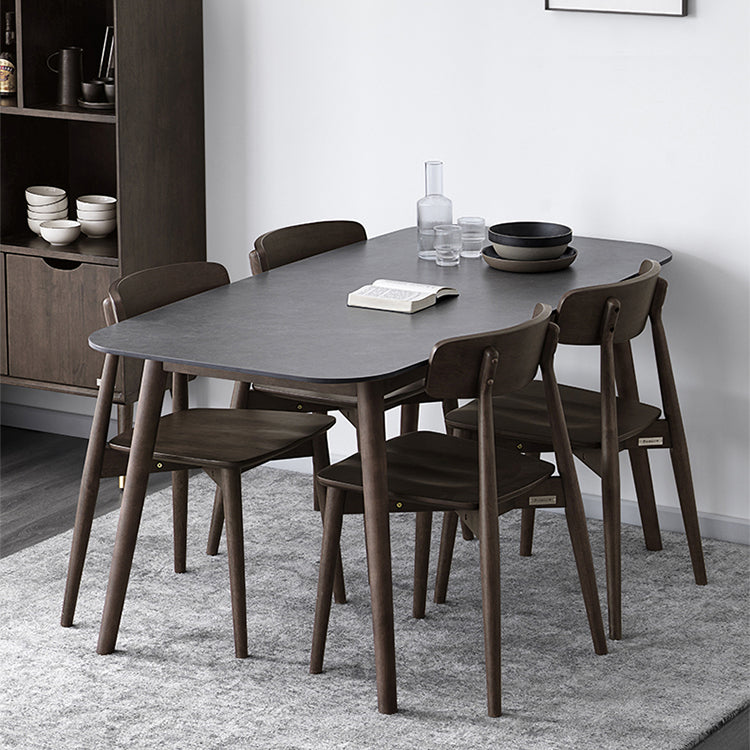 Mid-Century Modern Dining Table Sintered Stone Dining Table with 4 Legs