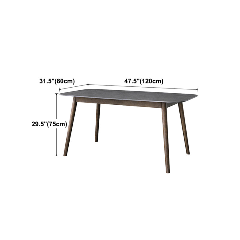 Mid-Century Modern Dining Table Sintered Stone Dining Table with 4 Legs