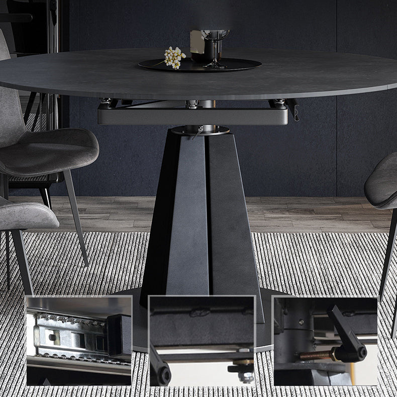 Stone Pedestal Table Contemporary Round Drop Leaf Dining Site Table